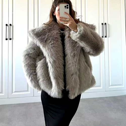 Lunvra Faux Fox Fur Coat