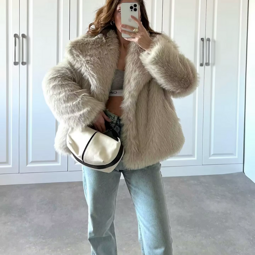 Lunvra Faux Fox Fur Coat