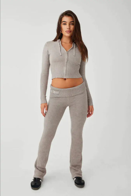 Knitted Zip-Up Two Piece Set - LUNVRA